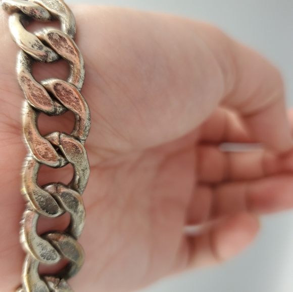 Cuban Link Silver Antique Finish Bracelet - Picture 5 of 6